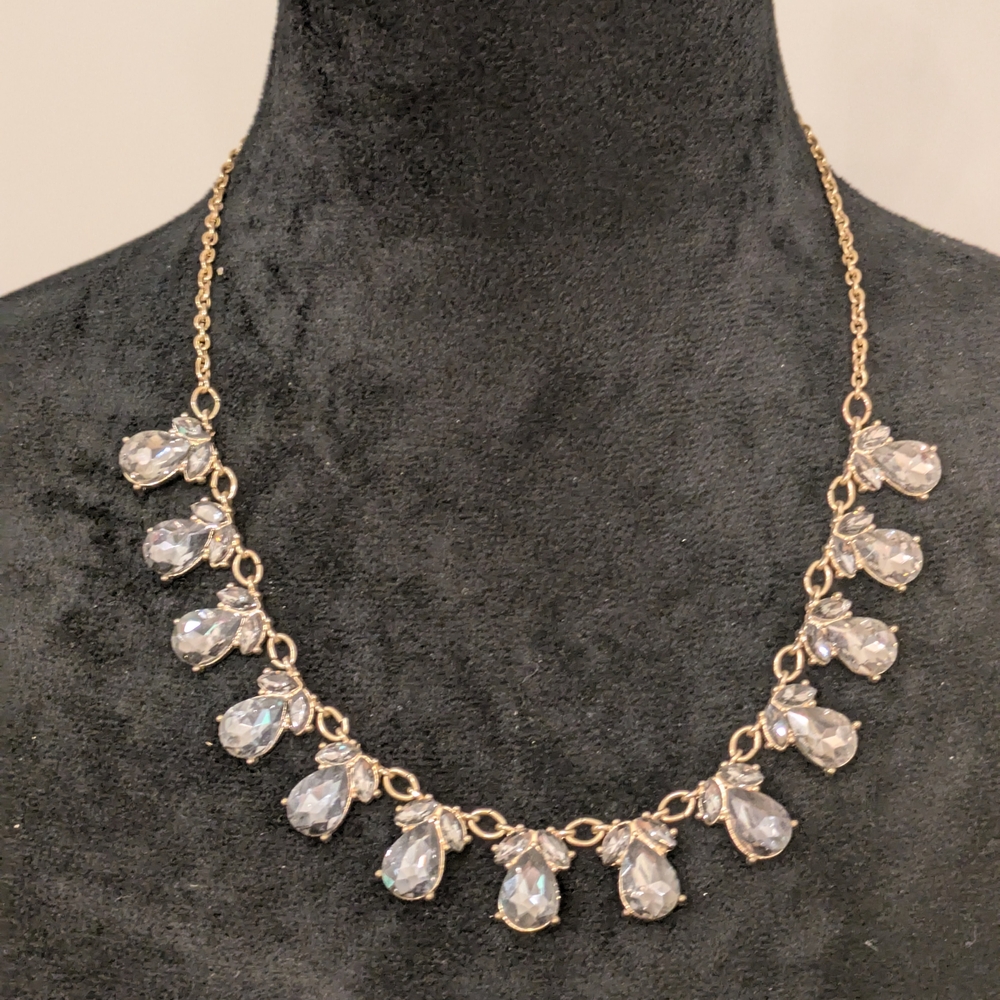 Signed " C " Elegant Gold and Silver Teardrop Necklace